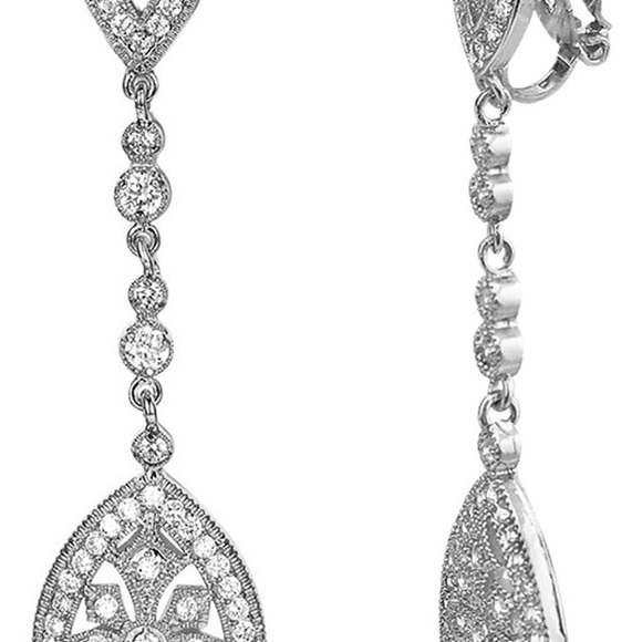 Bridal chandelier earrings clip on - Picture 3 of 3